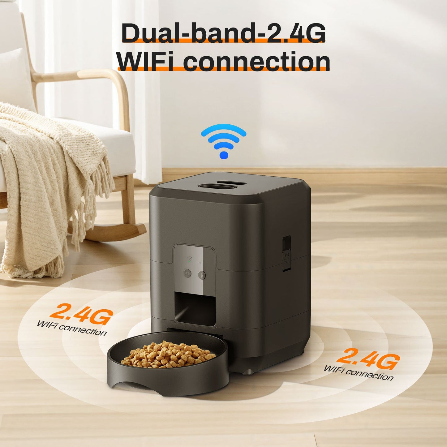 FurCare™ Smart Pet Feeder (2.4GHz Wi-Fi) — App Control + Scheduled Meals