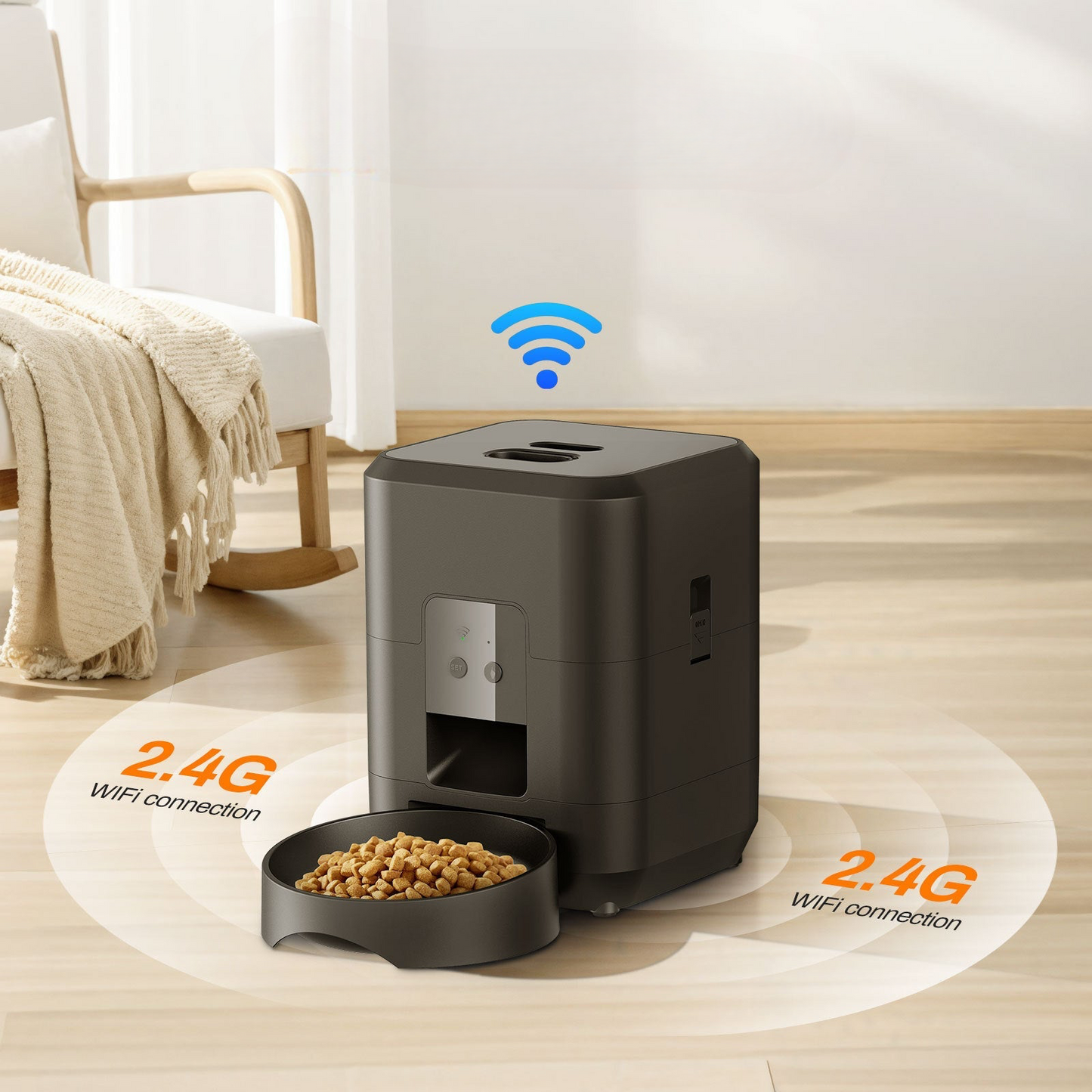 FurCare™ Smart Pet Feeder (2.4GHz Wi-Fi) — App Control + Scheduled Meals