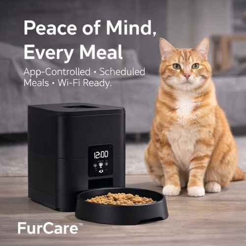 FurCare™ Smart Pet Feeder (2.4GHz Wi-Fi) — App Control + Scheduled Meals