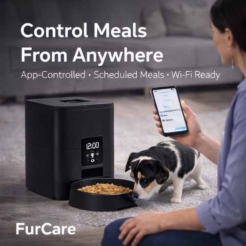 FurCare™ Smart Pet Feeder (2.4GHz Wi-Fi) — App Control + Scheduled Meals