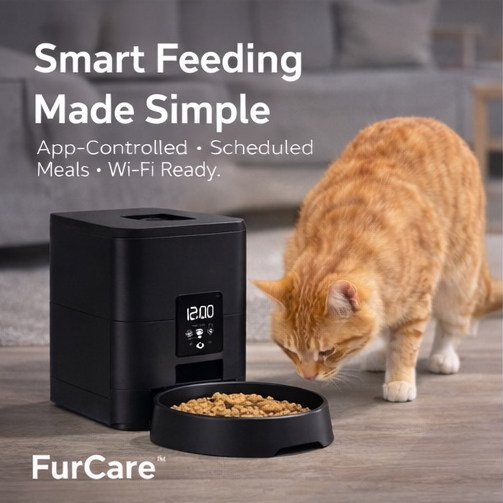 FurCare™ Smart Pet Feeder (2.4GHz Wi-Fi) — App Control + Scheduled Meals
